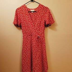 🛍 (3 for $20) Monteau Red Floral Dress Size Small